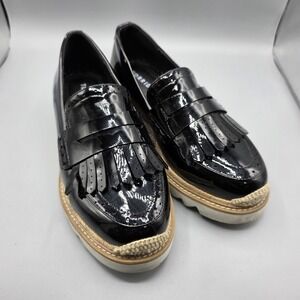 Torrid Shoes Womens 10 WW Black Patent Penny Loafer Chunky Faux Leather Vegan